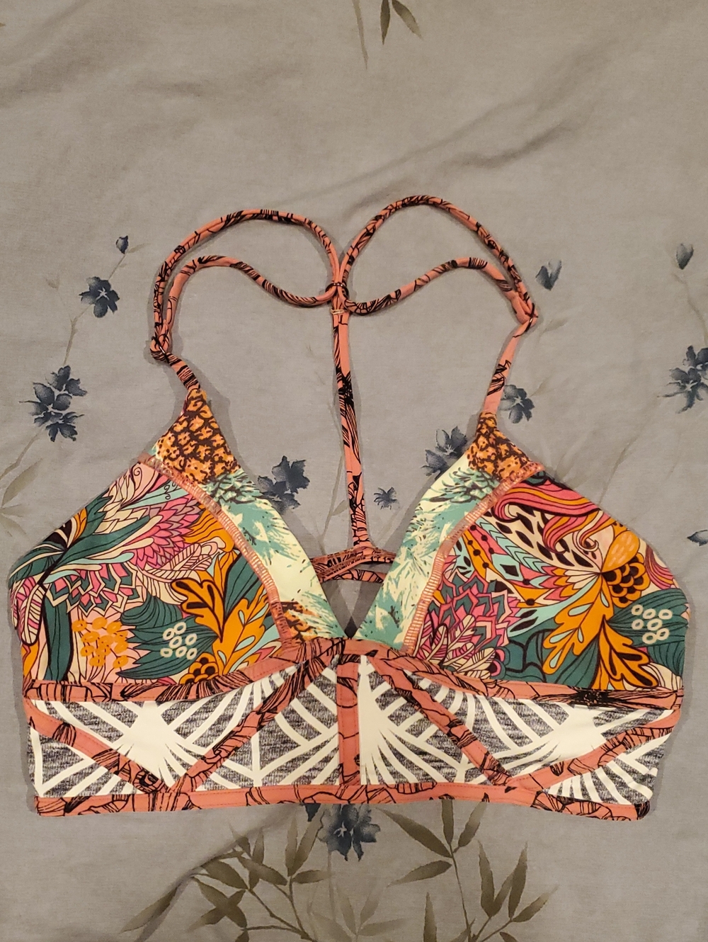 MAAJI Swim Top Bikini Tankini Longline Reversible Adjustable Straps Sz L